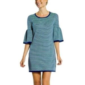 Sail To Sable Navy Teal Striped Shift Dress Size M